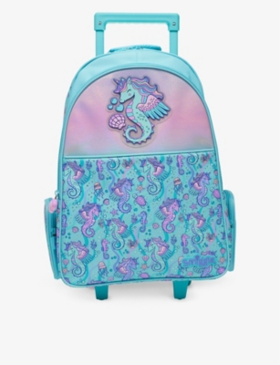 Shop Smiggle Epic Adventures Wheeled Woven Trolley Backpack Aqua