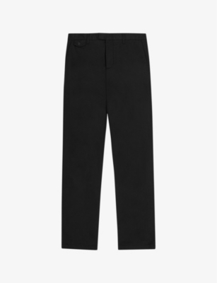 Ted Baker Mens Black Haydae Textured Slim-fit Stretch-cotton Trousers