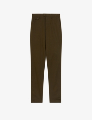 Ted Baker Mens Khaki Haydae Textured Slim-fit Stretch-cotton Trousers