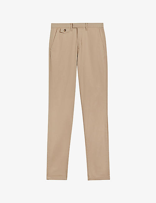 TED BAKER: Haydae textured slim-fit stretch-cotton trousers
