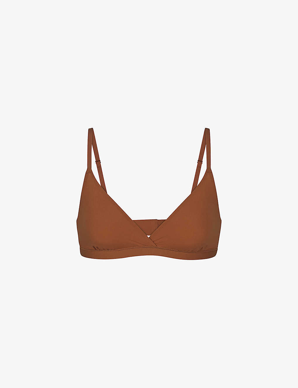 Skims Womens Bronze Fits Everybody Triangle Stretch-woven Bralette In Brown