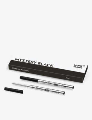 MONTBLANC: Mystery Black medium ballpoint pen refills set of two