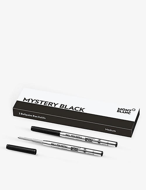 MONTBLANC: Mystery Black medium ballpoint pen refills set of two
