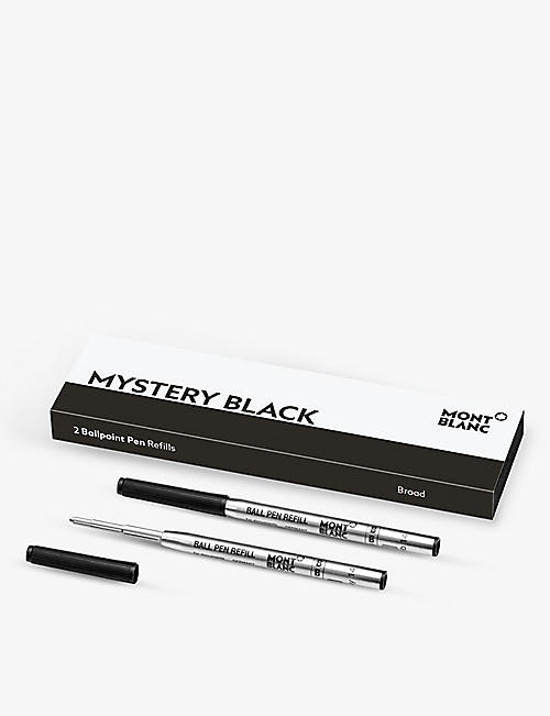 MONTBLANC: Mystery Black broad ballpoint pen refills set of two