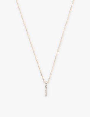 MATEO: La Barre 14ct yellow-gold and 0.07ct diamond pendant necklace