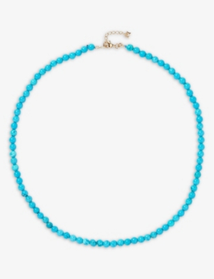 Shop Mateo 14ct Yellow-gold And Turquoise Beaded Necklace In 14kt Yellow Gold