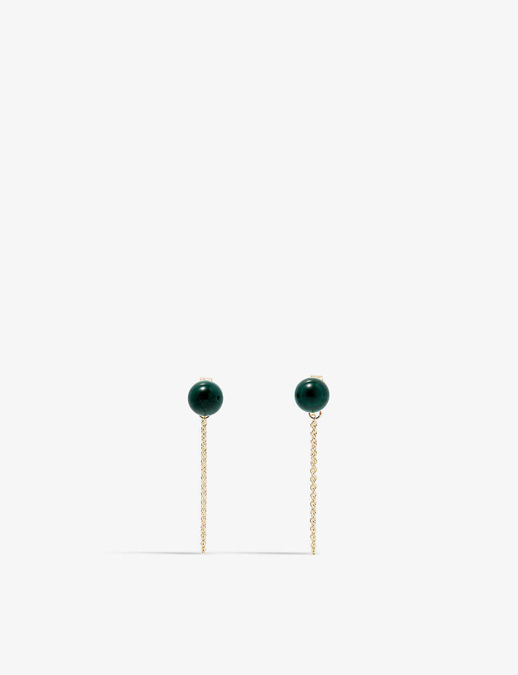 Shop Mateo Chain-drop 14ct Yellow-gold And Malachite Stud Earrings In 14kt Yellow Gold