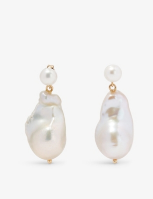 MATEO: Duality 14ct yellow-gold and pearl earrings