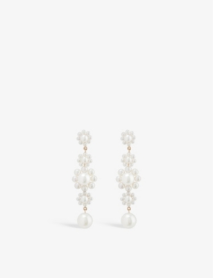 Sophie Bille Brahe Bellis Recycled 14ct Yellow-gold And Freshwater Pearl Drop Earrings In Pearl Gold