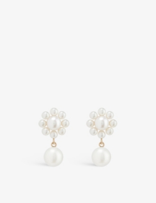 SOPHIE BILLE BRAHE: Margherita Perle recycled 14ct yellow-gold and freshwater pearl drop earrings