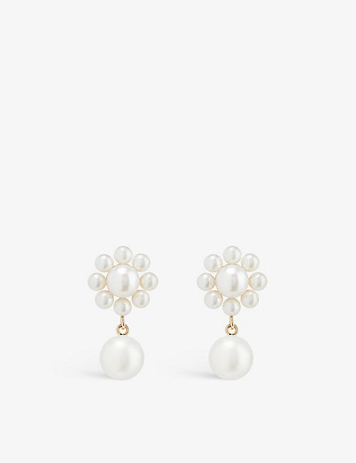 SOPHIE BILLE BRAHE: Margherita Perle recycled 14ct yellow-gold and freshwater pearl drop earrings