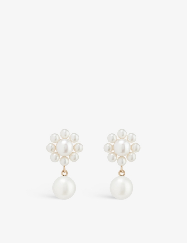 Margherita Perle 14ct yellow-gold and freshwater pearl drop earrings