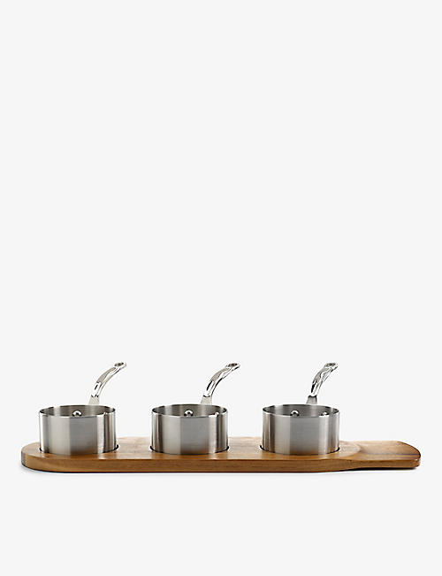 SAMUEL GROVES: Mini set of three stainless-steel saucepans