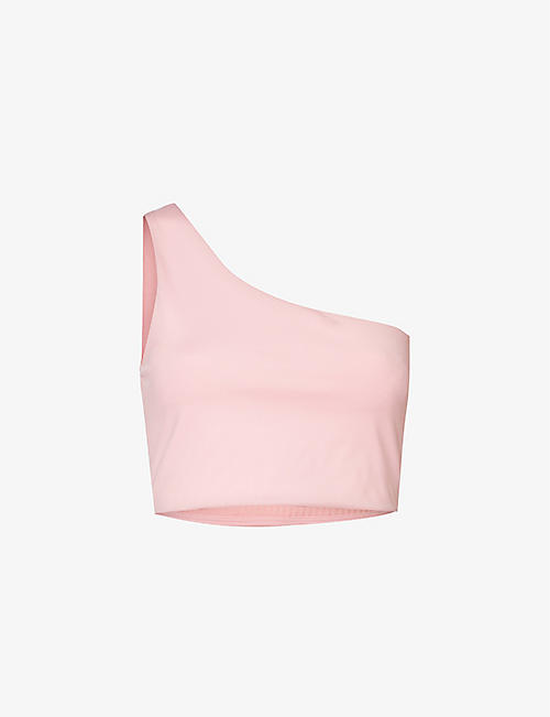 GIRLFRIEND COLLECTIVE: Bianca one-shoulder stretch-recycled-polyester bra