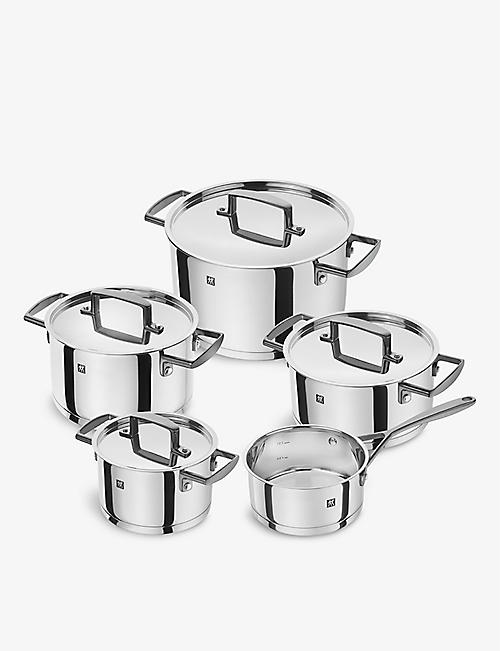 ZWILLING J.A HENCKELS: Bellasera contrasting-handle stainless-steel cookware set of five