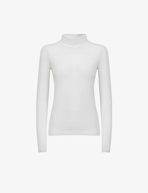 REISS: Piper roll neck stretch-woven top
