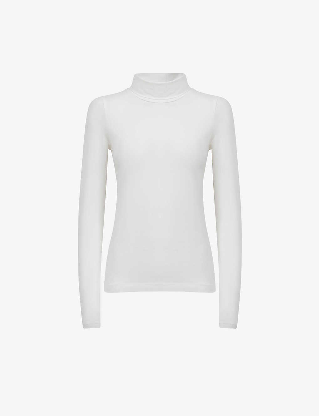 Reiss Piper Roll Neck Stretch-woven Top In White