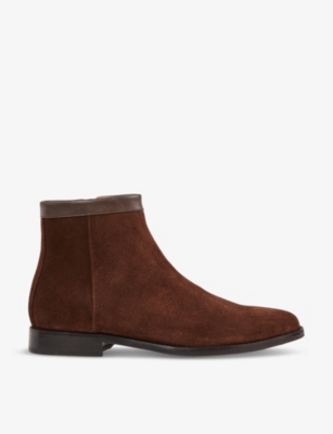 REISS REISS MEN'S BROWN CLAY CONTRAST-SOLE SUEDE ANKLE BOOTS