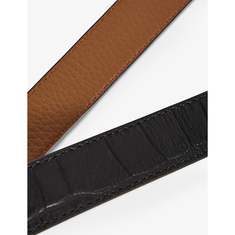 Shop Reiss Women's Black/camel Madison Reversible Leather Belt
