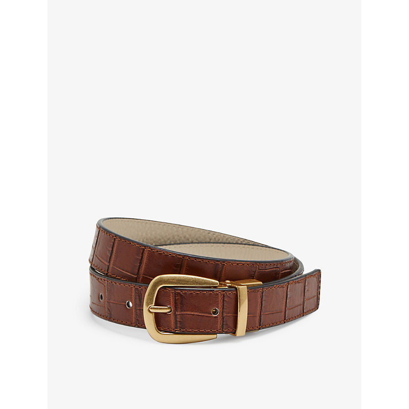 Reiss Madison - White/tan Reversible Leather Belt, M