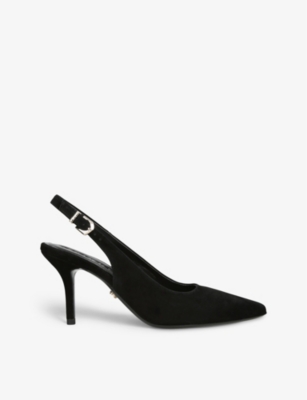 Carvela Womens Black Symmetry Slingback-strap Diamante-embellished Courts