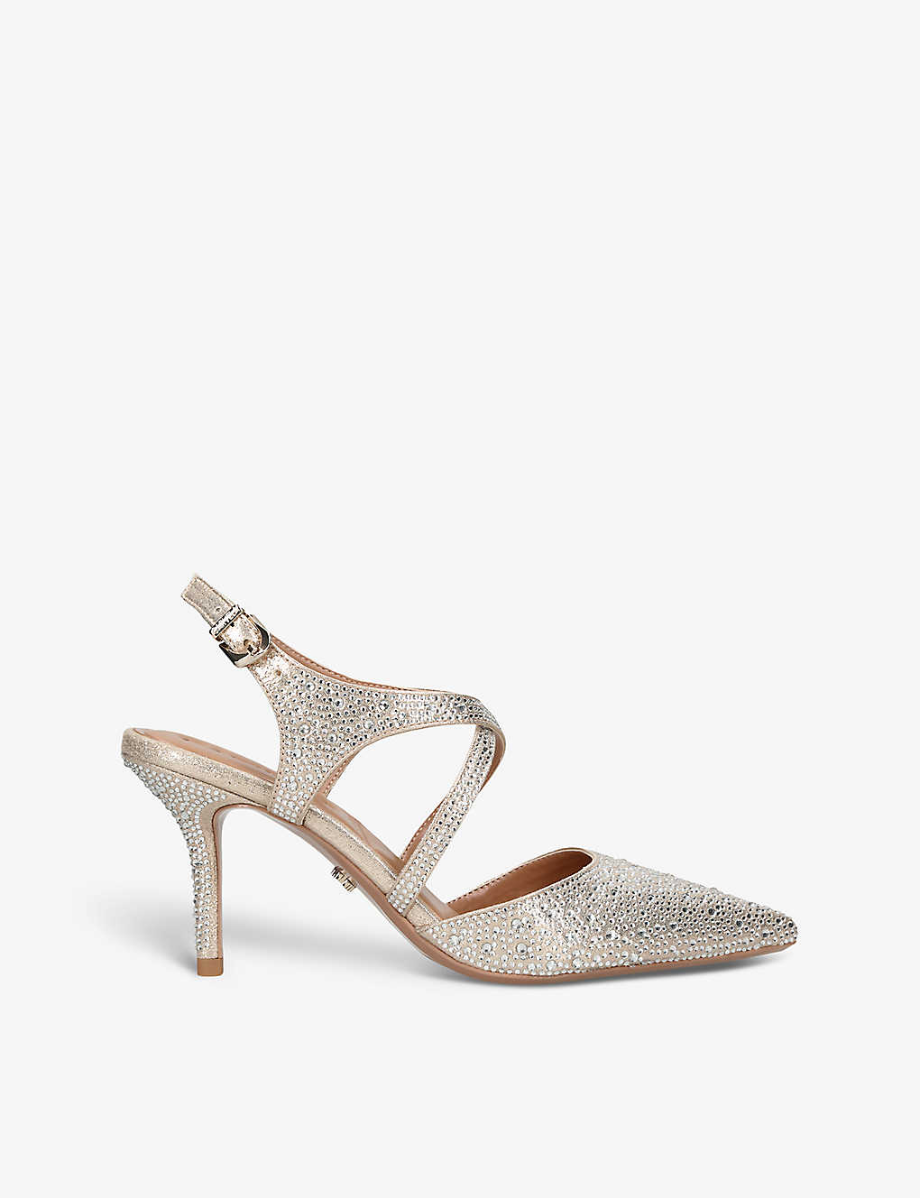 Carvela Womens Gold Symmetry Crossover-strap Diamante-embellished Courts