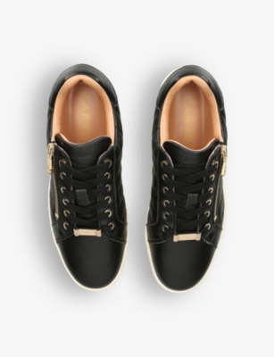 Shop Carvela Women's Black Connected Zip Leather Low-top Trainers