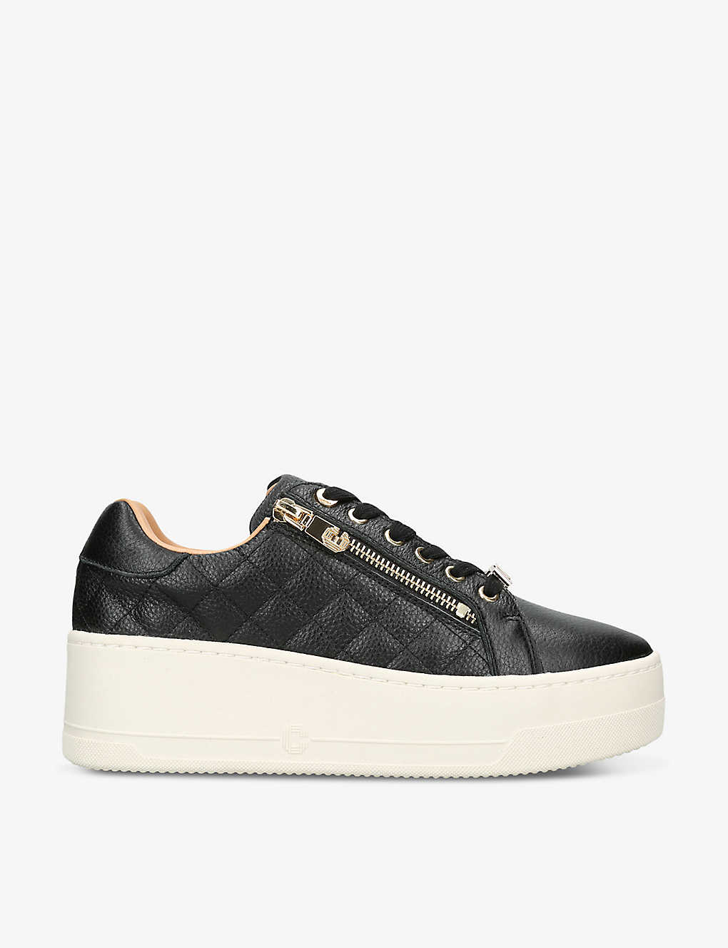 Carvela Womens Black Connected Zip Leather Low-top Trainers