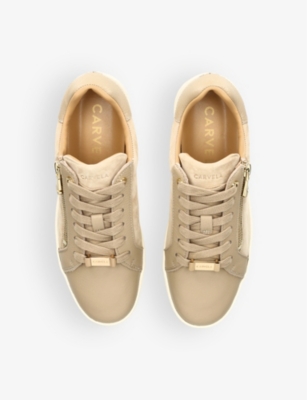 CARVELA WOMENS CONNECTED ZIP LEATHER LOW-TOP TRAINERS BEIGE EUR 40 / 7 UK 