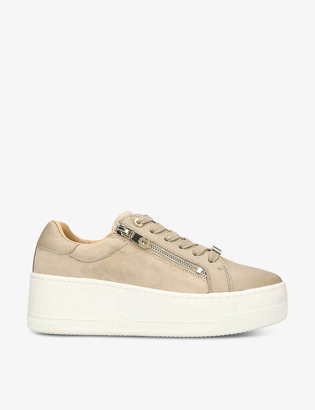 Carvela Womens Beige Connected Zip Leather Low-top Trainers In White