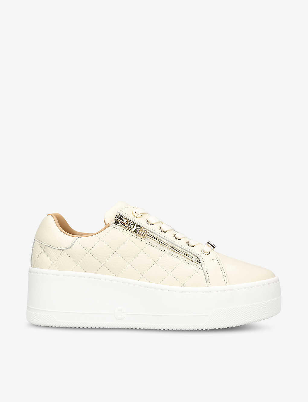 Carvela Womens Cream Connected Zip Leather Low-top Trainers