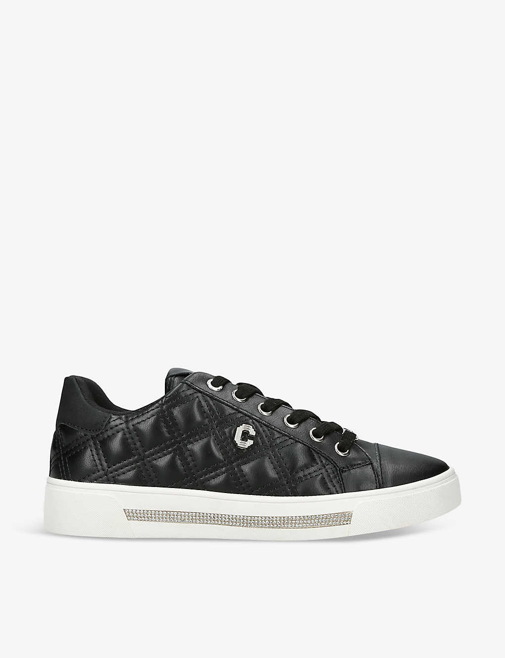 Carvela Womens Black Diamond Quilted Faux-leather Low-top Trainers