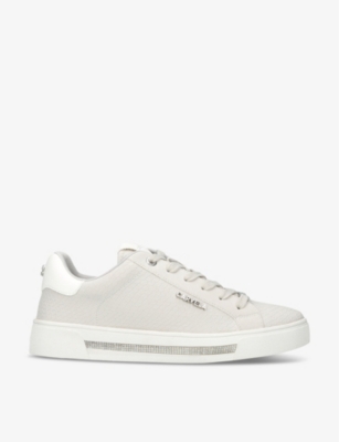 Carvela Womens Grey Diamond Logo-embellished Faux-leather Low-top Trainers