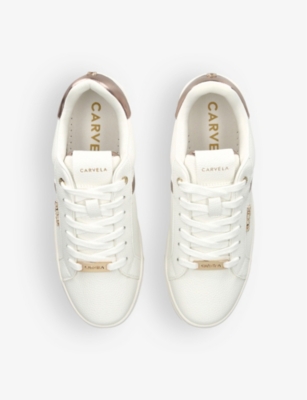 Shop Carvela Women's White/oth Daze Faux-leather Low-top Trainers