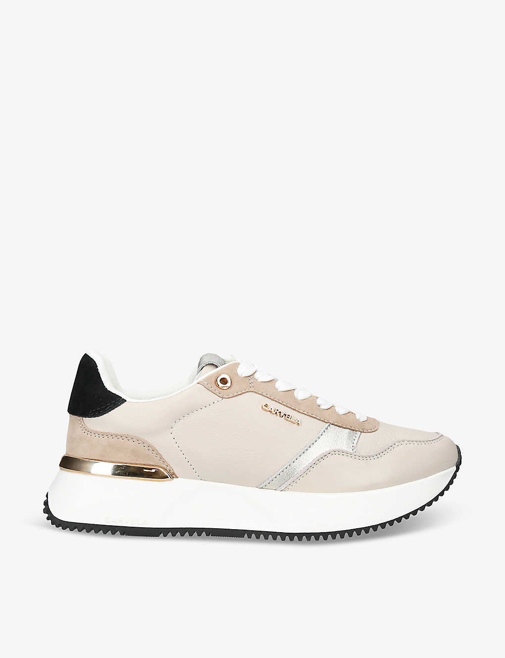 Carvela Womens Cream Comb Flare Leather Low-top Trainers