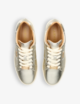Shop Carvela Women's Gold Connected Metallic-leather Low-top Trainers