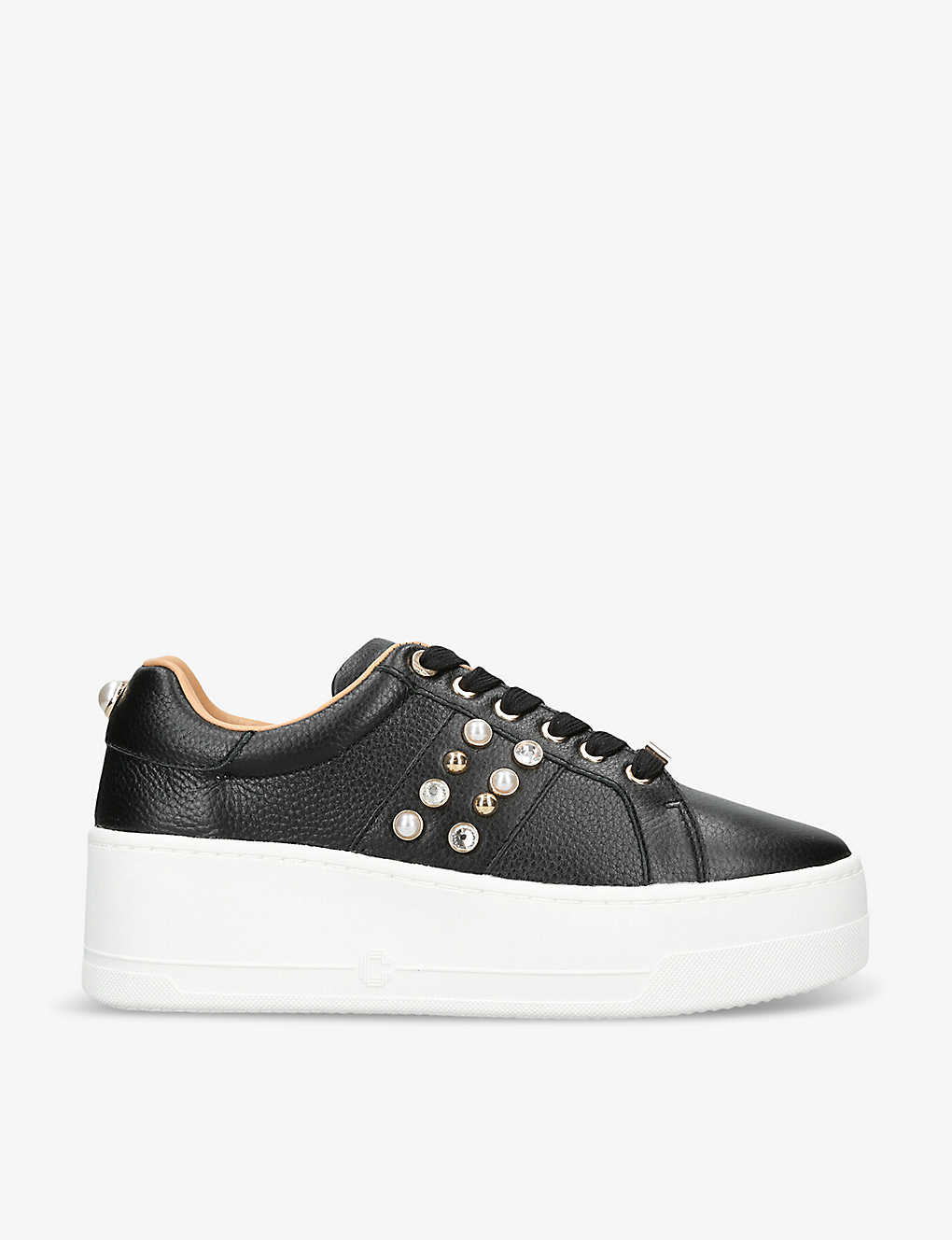 Carvela Womens Black Precious Studded Leather Low-top Trainers