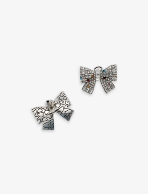 Shop Jennifer Gibson Jewellery Womens Silver Pre-loved Crystal-embellished Metal Stud Earrings