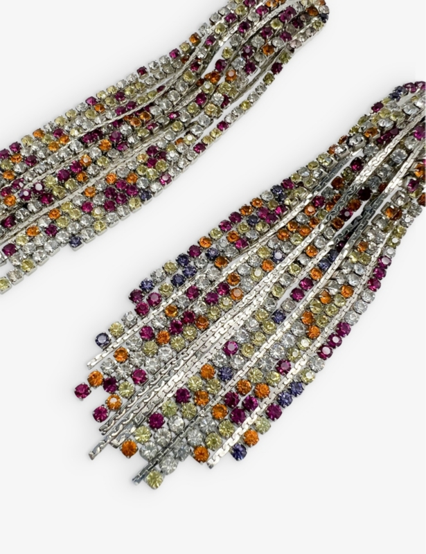 Pre-loved metal and crystal clip-on earrings