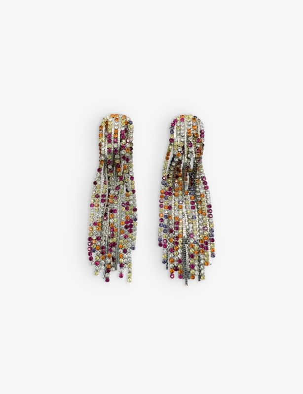 Pre-loved metal and crystal clip-on earrings