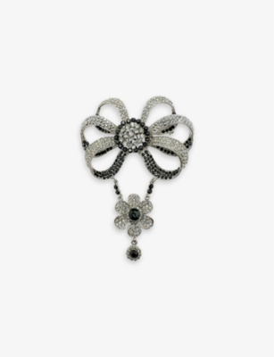 JENNIFER GIBSON JEWELLERY: Pre-loved Butler & Wilson bow-shaped metal and faux crystal-embellished brooch