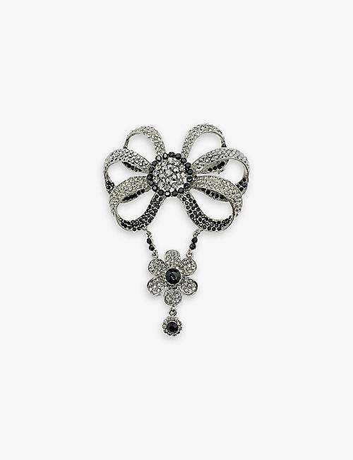 JENNIFER GIBSON JEWELLERY: Pre-loved Butler & Wilson bow-shaped metal and faux crystal-embellished brooch