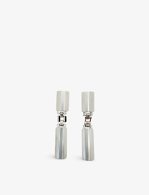 JENNIFER GIBSON JEWELLERY: Pre-loved Givenchy rhodium-plated metal clip-on earrings