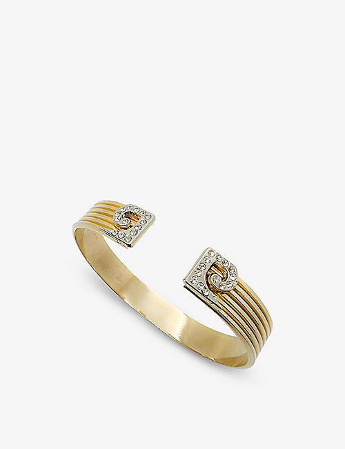 JENNIFER GIBSON JEWELLERY: Pre-loved Piere Cardin crystal-embellished gold-tone metal cuff bracelet