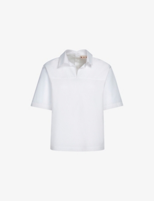 Shop Marni Women's Lily White Regular-fit Short-sleeve Cotton Shirt