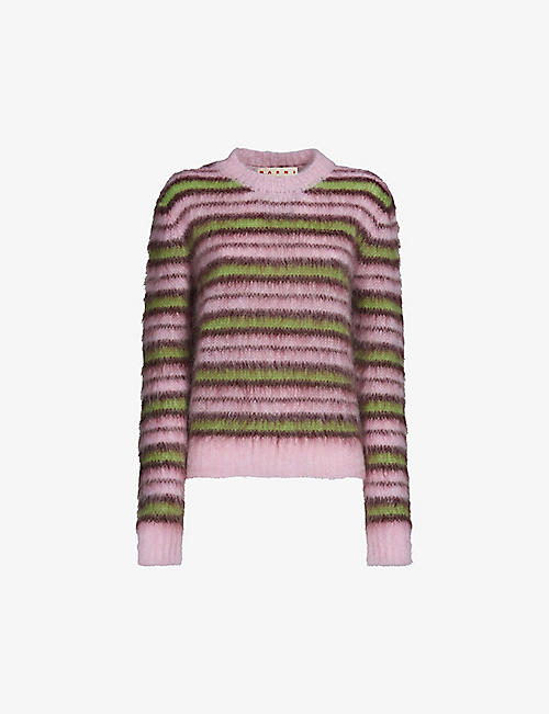 MARNI: Striped-pattern ribbed-trim wool-blend jumper