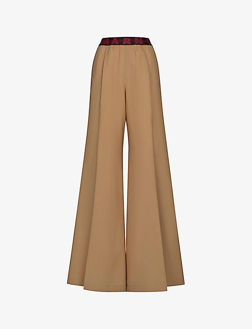 MARNI: Wide-leg low-rise wool trousers