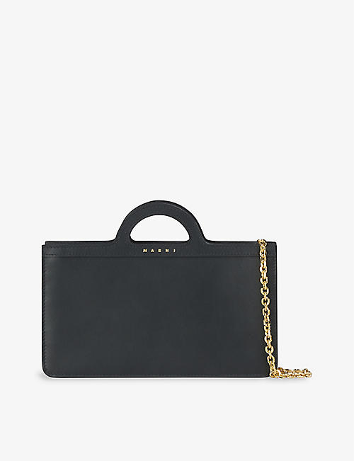 MARNI: Wallet logo-print leather top handle bag