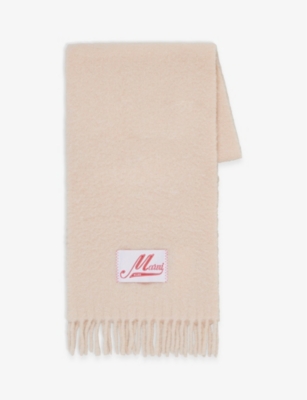 MARNI: Brand-tab fringe alpaca wool-blend scarf