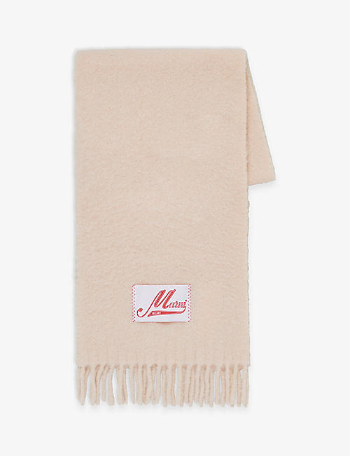 MARNI: Brand-tab fringe alpaca wool-blend scarf